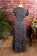 70er Hippiekleid schwarz weiß 70er Abendmode Boho Frau Hippie real-boho S 36-38 Schlager schwarz Special vintageberlin.de
