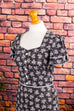 70er Hippiekleid schwarz weiß 70er Abendmode Boho Frau Hippie real-boho S 36-38 Schlager schwarz Special vintageberlin.de