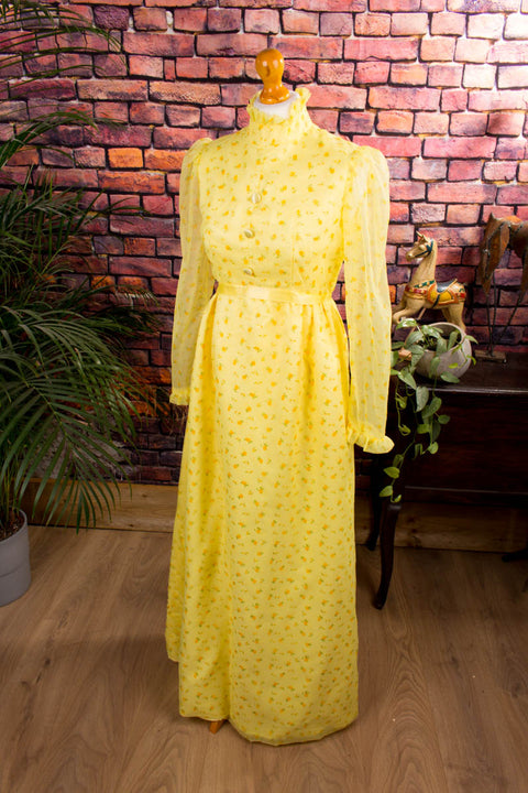 Boho Nostalgiekleid gelb Chiffon