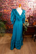 70er Maxikleid türkis Default Title 70er Abendmode Boho Frau S 36-38 Schlager Special türkis XS 32-34 vintageberlin.de