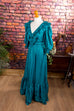 70er Maxikleid türkis 70er Abendmode Boho Frau S 36-38 Schlager Special türkis XS 32-34 vintageberlin.de