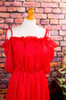 Chiffon Maxikleid rot Punkte 70er 80er Abendmode Boho Disco Frau rot S 36-38 Schlager Special vintageberlin.de