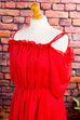Chiffon Maxikleid rot Punkte 70er 80er Abendmode Boho Disco Frau rot S 36-38 Schlager Special vintageberlin.de