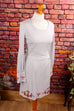 60s Minikleid hellgrau bestickt