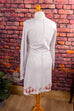 60s Minikleid hellgrau bestickt