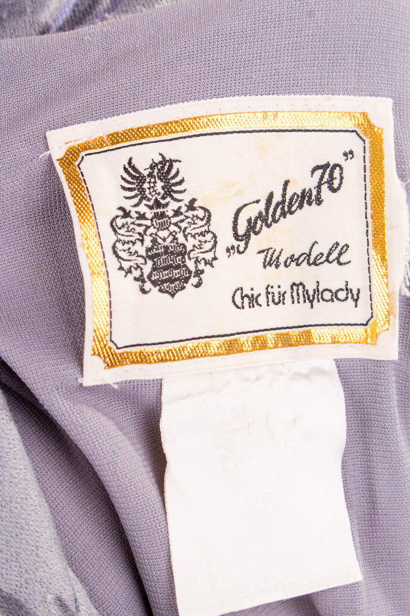 70er Winterkleid grau lila Plissee