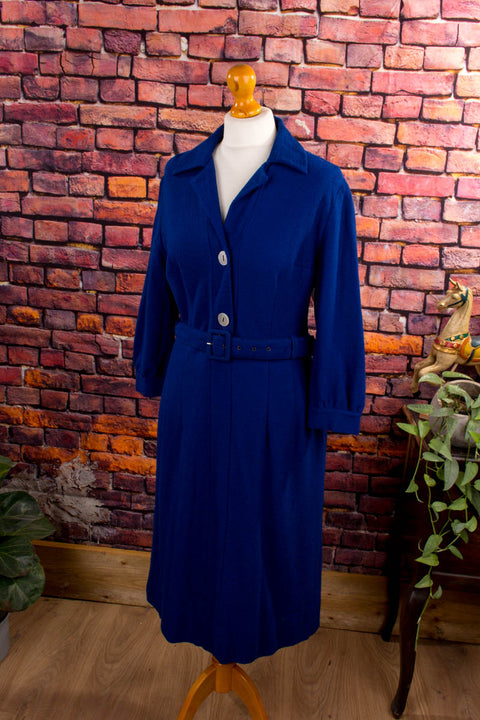 60s Winterkleid tintenblau Wolle