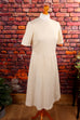cremefarbenes Frottee Kleid 70er Abendmode beige Disco Frau Hochzeit M 40-42 real-rockabilly Rockabilly Schlager Sekretärin Special vintageberlin.de