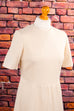 cremefarbenes Frottee Kleid 70er Abendmode beige Disco Frau Hochzeit M 40-42 real-rockabilly Rockabilly Schlager Sekretärin Special vintageberlin.de