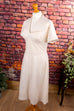 70s DDR Kleid Spitzbrust 70er Abendmode beige DDR Disco Frau M 40-42 Rockabilly Schlager Special vintageberlin.de