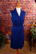 Vintage Leinenkleid tintenblau 70er blau Disco Frau M 40-42 real-rockabilly Rockabilly Schlager Sekretärin Special vintageberlin.de