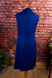 Vintage Leinenkleid tintenblau 70er blau Disco Frau M 40-42 real-rockabilly Rockabilly Schlager Sekretärin Special vintageberlin.de