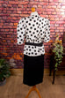 Cocktailkleid Polkadots 40er 80er Abendmode Frau M 40-42 real-80er Rockabilly schwarz Special weiß vintageberlin.de