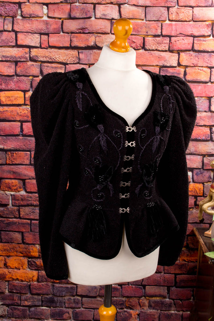 Vintage Landhaus Strickjacke schwarz Default Title 70er 80er 90er Dirndl Frau Rockabilly S 36-38 schwarz Special viktorianisch vintageberlin.de
