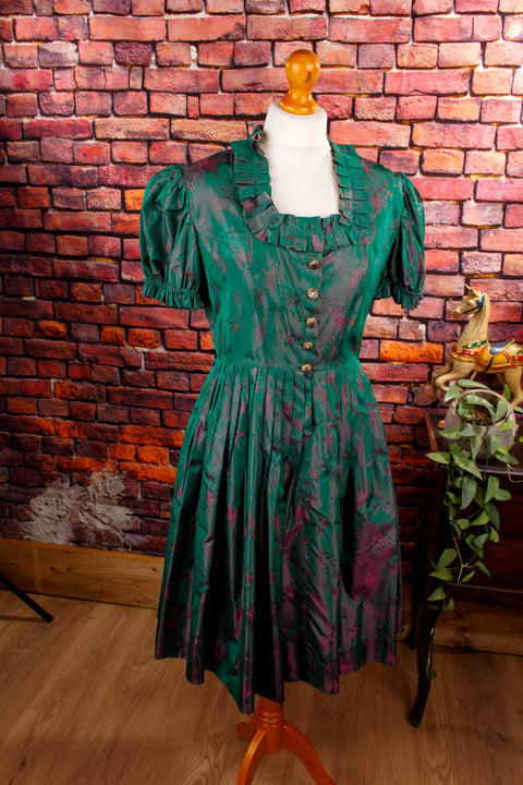 Vintage Dirndl Brokat grün pink