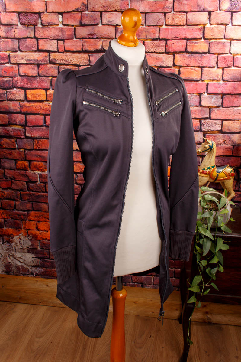 DIESEL Mantel Kleid grau Motorrad-Style