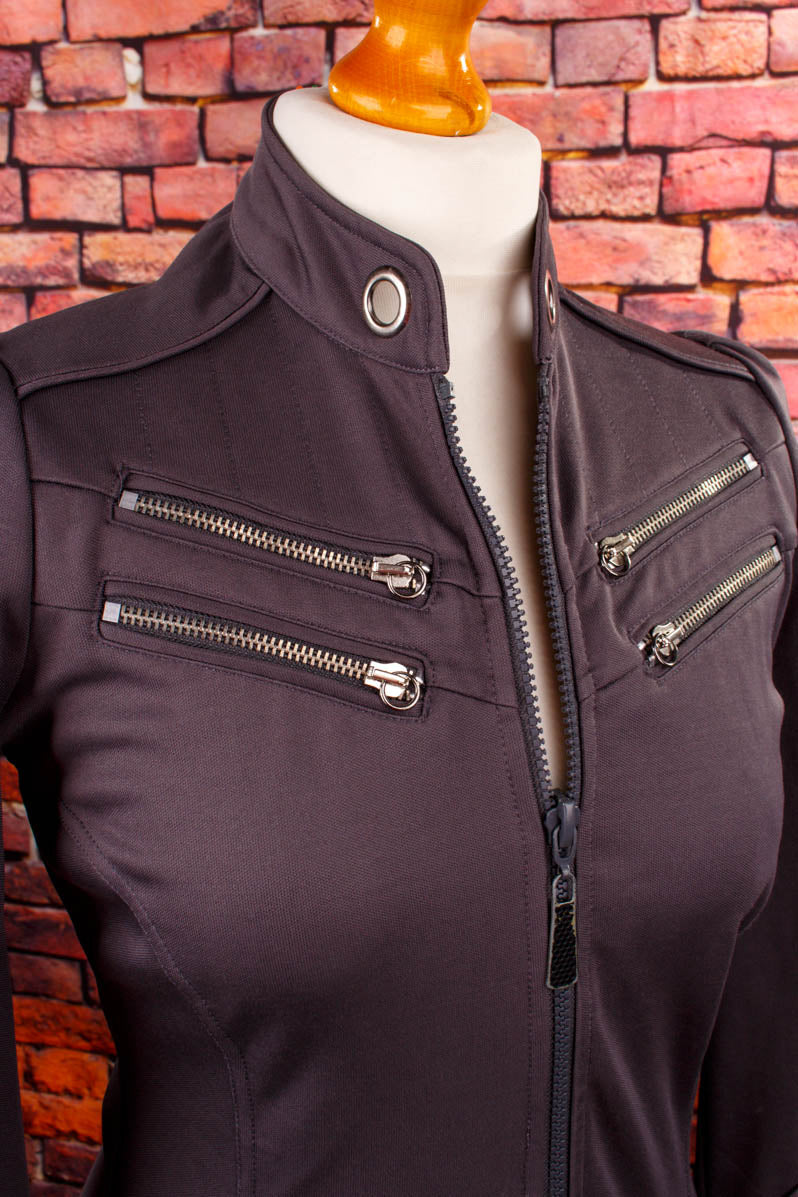 DIESEL Mantel Kleid grau Motorrad-Style