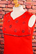 Vintage Abendkleid rot bestickt