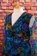 Vintage Schlager Maxikleid bunt 60er 70er Abendmode blau Boho bunt Frau Hippie L 44-46 Schlager Special vintageberlin.de