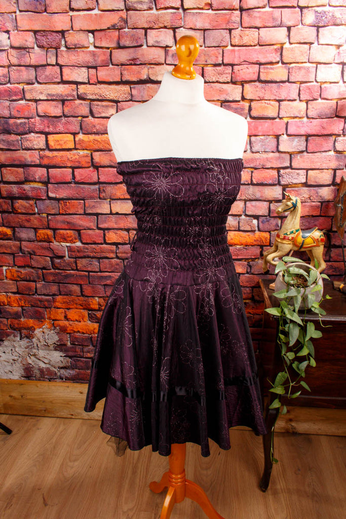 Partykleid aubergine Glitzer Default Title Disco Frau lila Rockabilly S 36-38 XS 32-34 vintageberlin.de