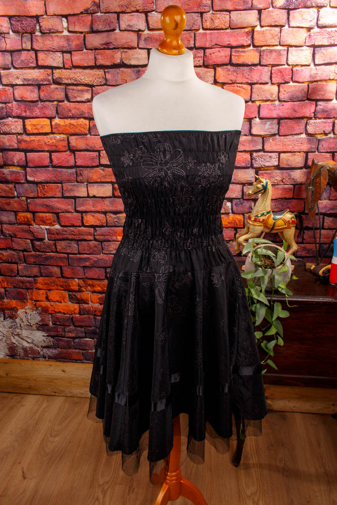 Partykleid schwarz Glitzer Default Title Disco Frau Rockabilly S 36-38 schwarz vintageberlin.de