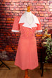 70s Schlagerkleid rot Streifen Default Title 60er 70er Disco Frau M 40-42 real-disco Rockabilly rot Schlager Special weiß vintageberlin.de