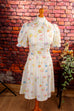 Disco Minikleid Blümchen 60er 70er bunt Disco Frau real-disco real-rockabilly Rockabilly S 36-38 Schlager Special weiß vintageberlin.de