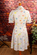 Disco Minikleid Blümchen 60er 70er bunt Disco Frau real-disco real-rockabilly Rockabilly S 36-38 Schlager Special weiß vintageberlin.de
