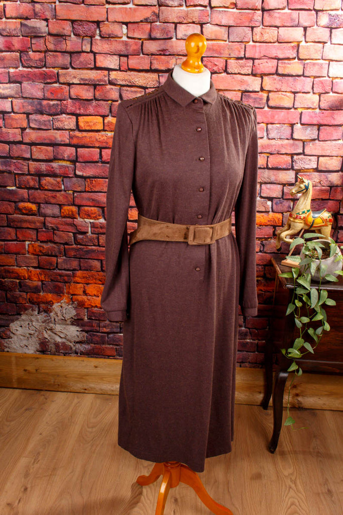 Vintage Strickkleid braun Angora Default Title 70er 80er Boho braun Frau M 40-42 S 36-38 Sekretärin Special vintageberlin.de