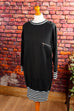 80er Pulloverkleid schwarz Ringel