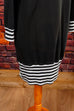 80er Pulloverkleid schwarz Ringel