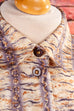 Winterkleid beige Muster 70er 80er beige bunt Frau L 44-46 M 40-42 Sekretärin vintageberlin.de