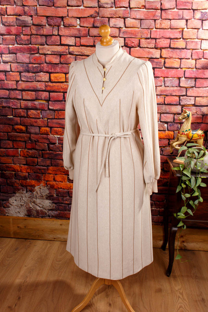 Boho Winterkleid beige Streifen Default Title 70er beige Boho Frau L 44-46 M 40-42 Special vintageberlin.de