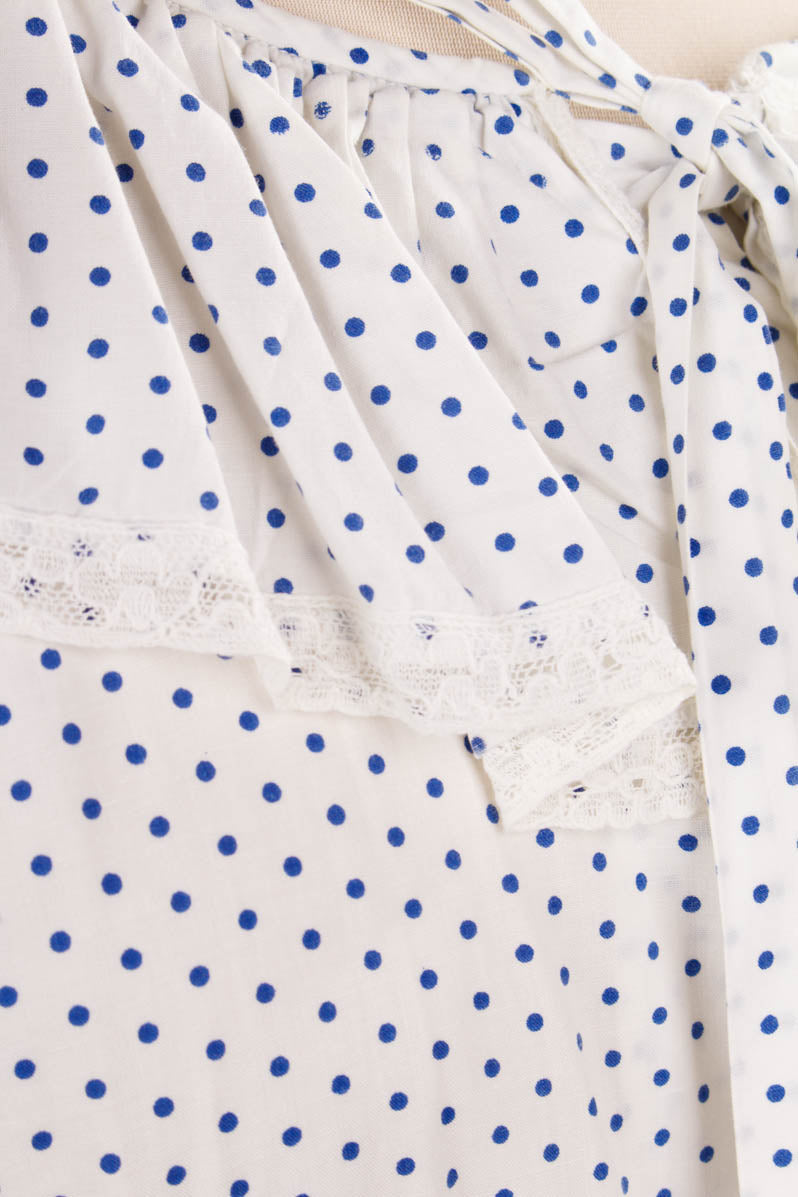Vintage Nachtkleid weiß blau Punkte