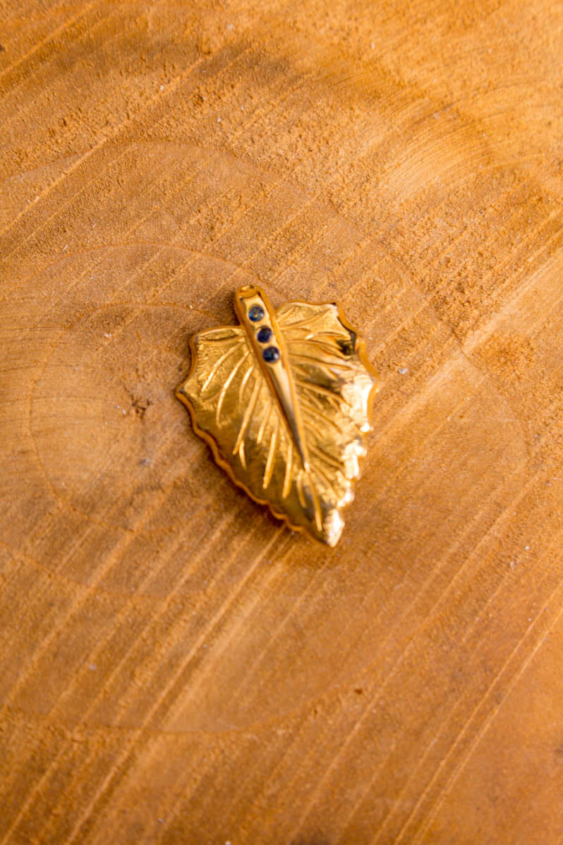 Vintage Brosche gold Blatt
