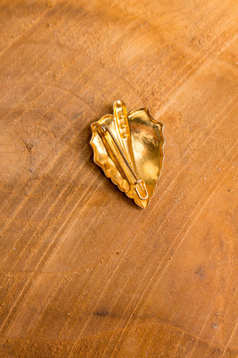 Vintage Brosche gold Blatt