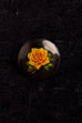 Vintage Brosche rund schwarz Rose