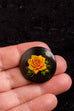 Vintage Brosche rund schwarz Rose
