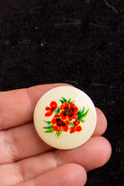Vintage Brosche rund Mohn Blume