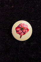 Vintage Brosche rund Zinnie Blume