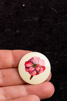 Vintage Brosche rund Zinnie Blume