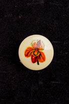 Vintage Brosche rund Orchidee Blume