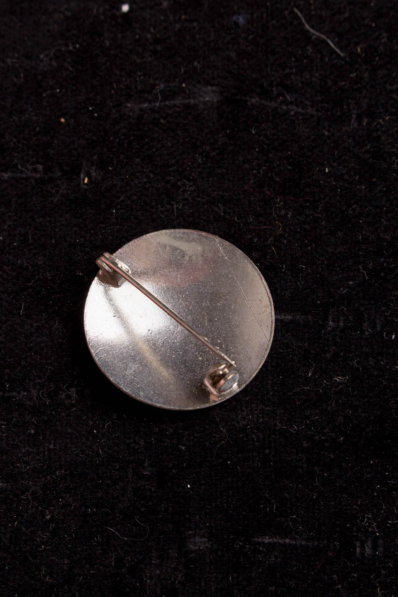 Vintage Brosche rund Orchidee Blume