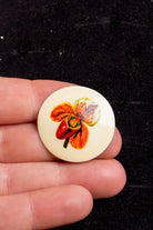 Vintage Brosche rund Orchidee Blume