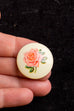 Vintage Brosche rund rosa Rose Blume