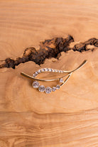 Vintage Messing Brosche Blatt + Strass