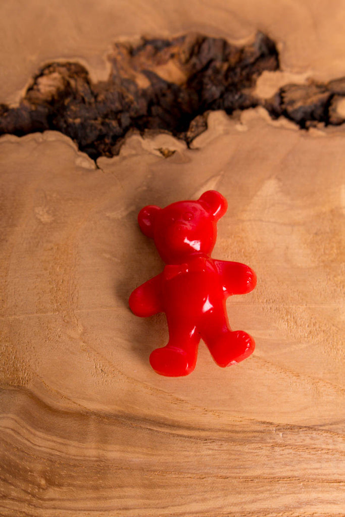 Vintage Plastik Brosche Teddy rot