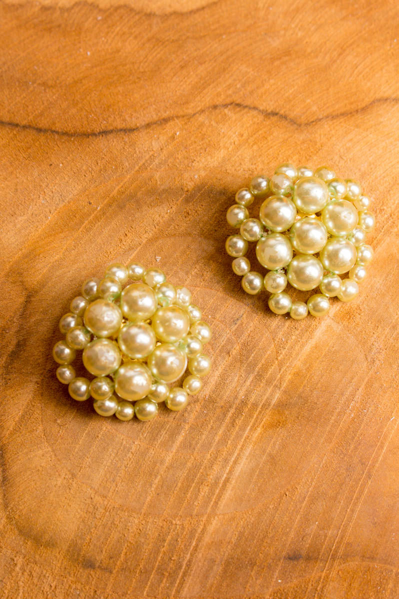 Vintage Ohr Clips grün Perlen