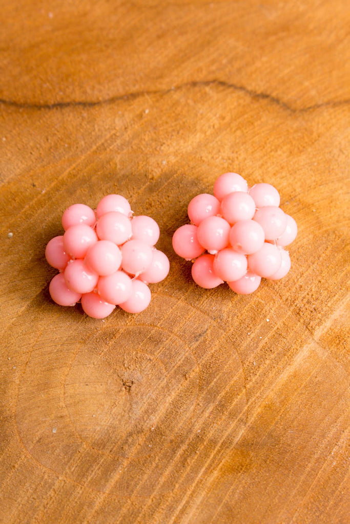 kleine 60s Ohrclips rosa Perlen