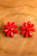 kleine 60s Ohrclips rote Blume